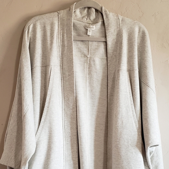 Garnet Hill Cardigan Women's Gray L Oversized Relaxed Athleisure Comfy Sweater - Picture 4 of 14